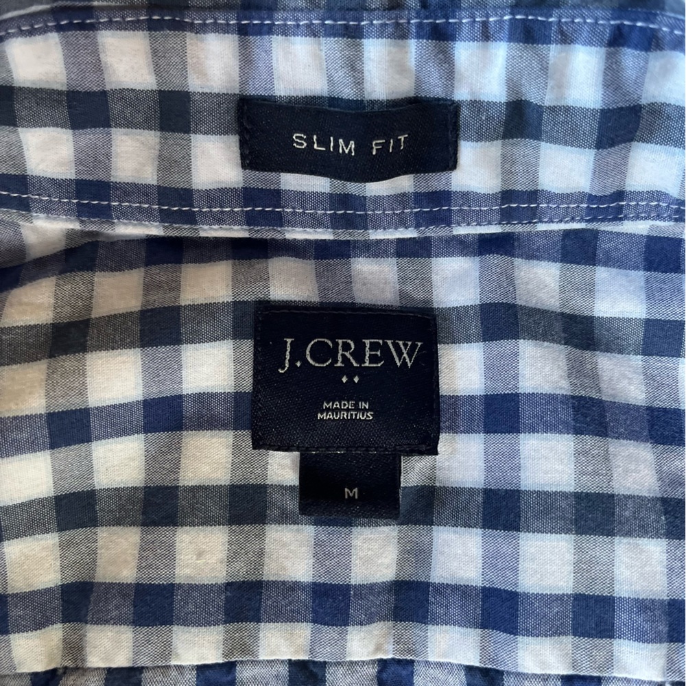 J.Crew Men’s Longsleeve classic blue/white checked shirt sz M Slim